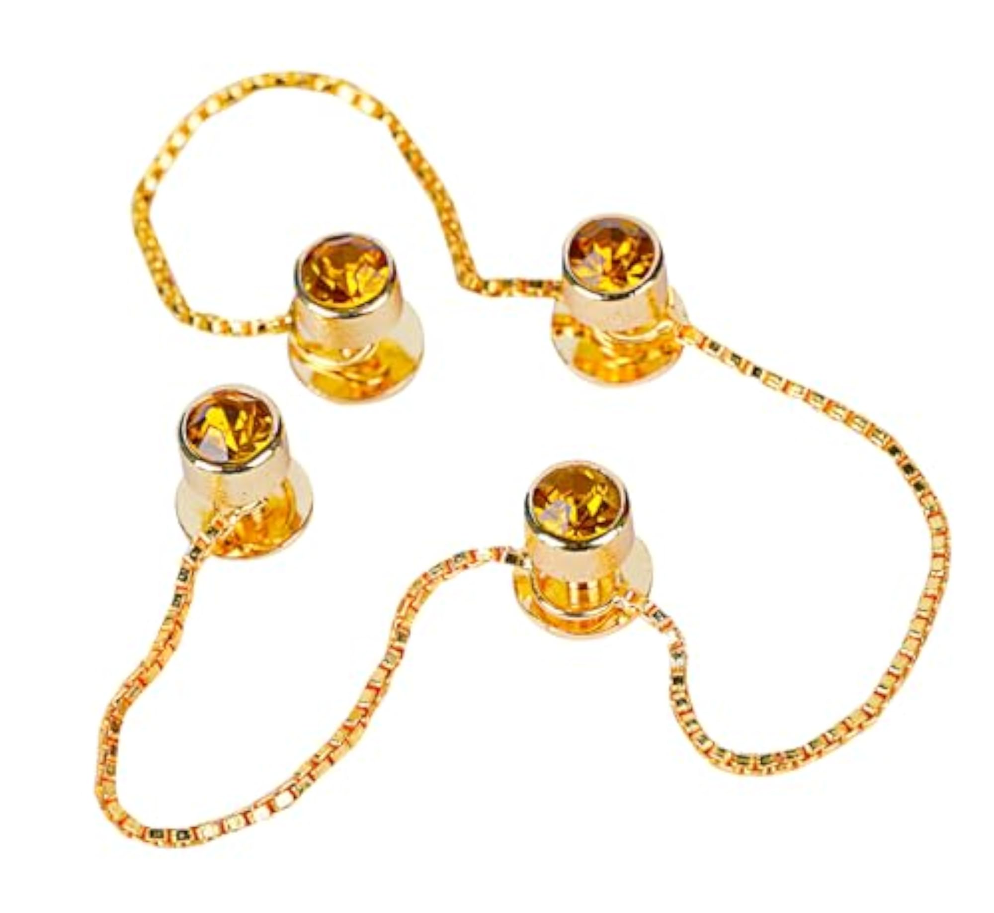 Gold Plated Yellow Topaz Gemstone Kurta Buttons for Men